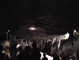 Our guided tour of Ingleborough Show Cave starts with am impressive display of stalactites